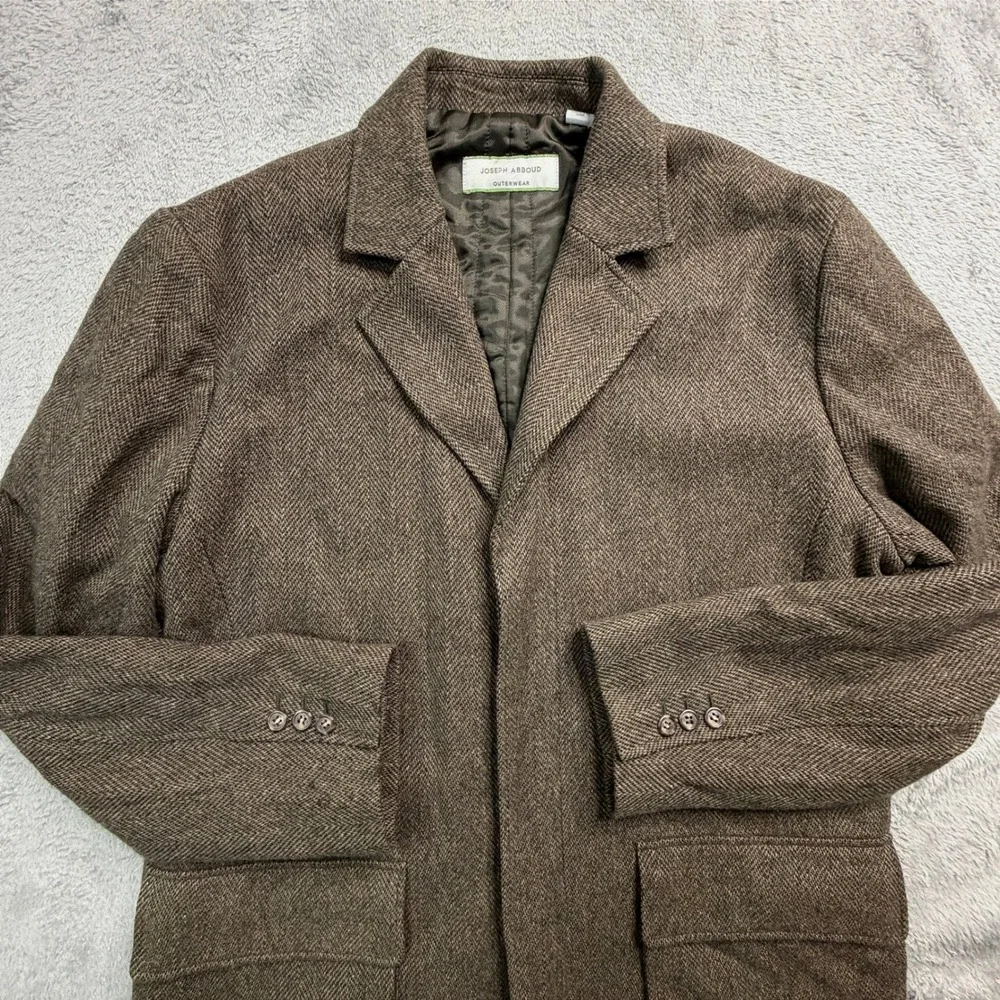 Joseph Abboud Outerwear Mens Large Brown Herringbone 100% Wool Blazer Jacket EUC